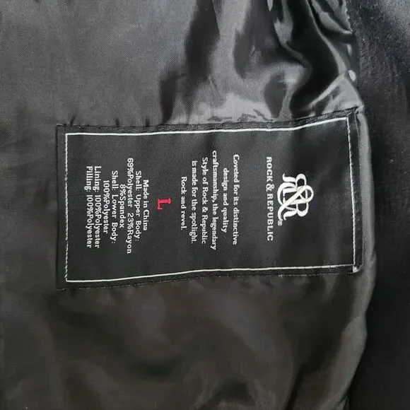 Rock & Republic Mens L Puffer Vest Insulated Gray And Black Zip Up Jacket Coat - Picture 11 of 11